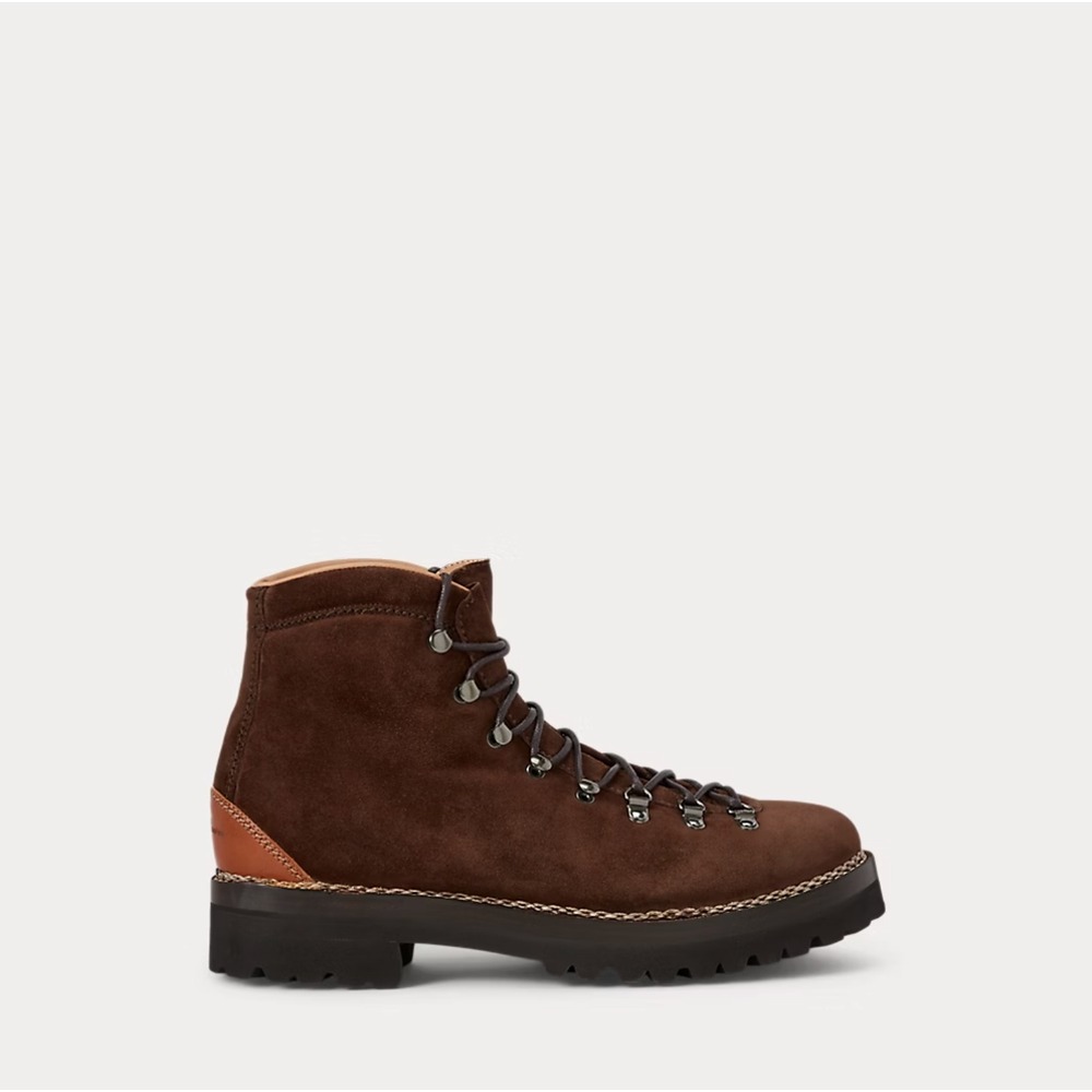Ralph Lauren Darrow Lug Brown Calf Suede Hiking Boots Mens 11.5 D Italy Vibram